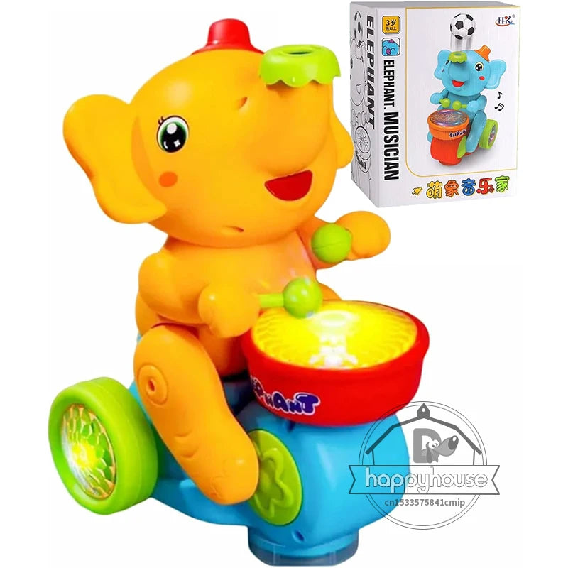 Musical Walking Elephant Drummer Toys for Kid Musical Toy with LED Light Music Sensory Activity Toys Learning Educational Toys