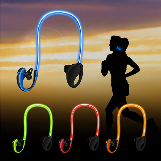 1Pc Wireless Sports Headsets Wireless V4.1 Neckband Earphones HD Stereo Sweat-proof Headphones Earbuds With  LED Light Mic 8Hrs Work Running