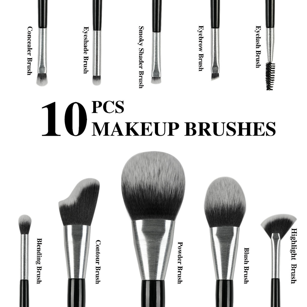 Beli 10pcs Professional Makeup Brush Set New Design Brushed Tube Makeup Brushes