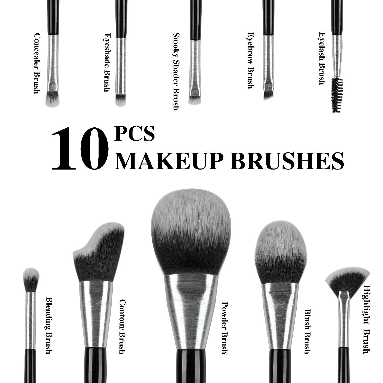 Beli 10pcs Professional Makeup Brush Set New Design Brushed Tube Makeup Brushes