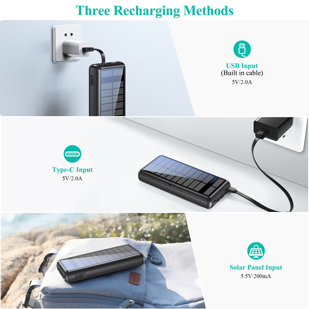 It Comes With Input And Output Dual-wire Solar Power Bank
