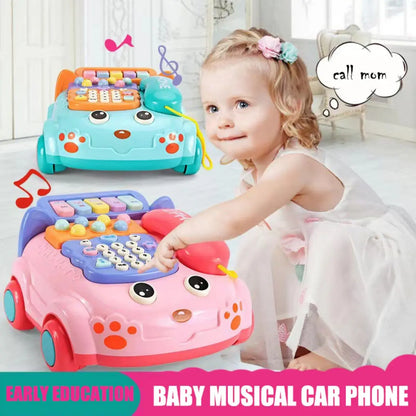 Baby Phone, Toy Baby Toy Phone Cartoon Baby Piano Music Light Toy Children Pretend Phone, Kids Cell Phone Girl with Light Parent