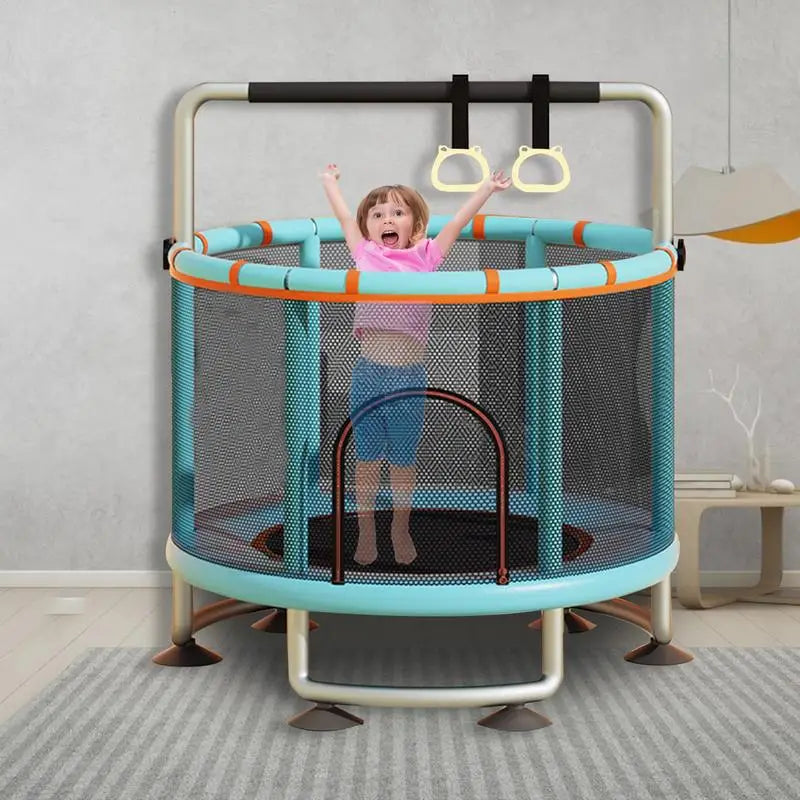 Indoor Trampoline for Kids Outdoor Safe Trampoline Outdoor Funny Trampoline with Safety Enclosure Net Hang Rings Swings Sandbags