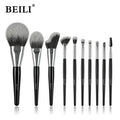 Beili Christmas Gift Makeup Brush Set Of 10, Kabuki Brushes With Synthetic Hair For Foundation, Concealer, And Eyeshadow.