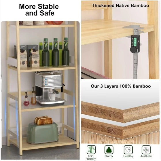 5-Tier Bamboo Bookshelf – Modern Tall Storage & Display Shelf for Home & Office
