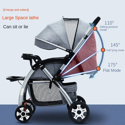 Baby Stroller Lightweight Foldable High Landscape Travel Stroller Newborn Baby Two-Way Seat Four Wheel Baby Stroller 3 in 1