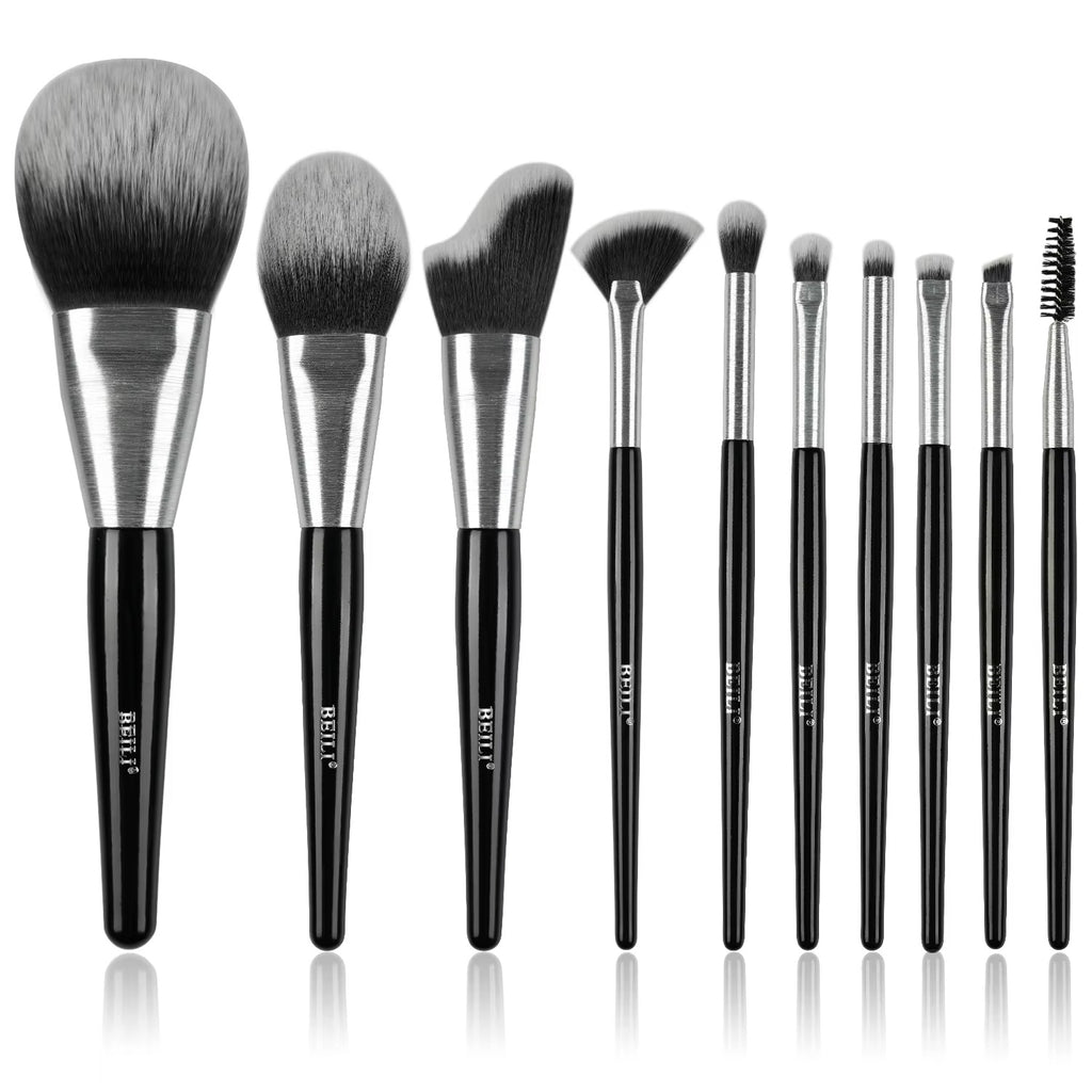 Beli 10pcs Professional Makeup Brush Set New Design Brushed Tube Makeup Brushes