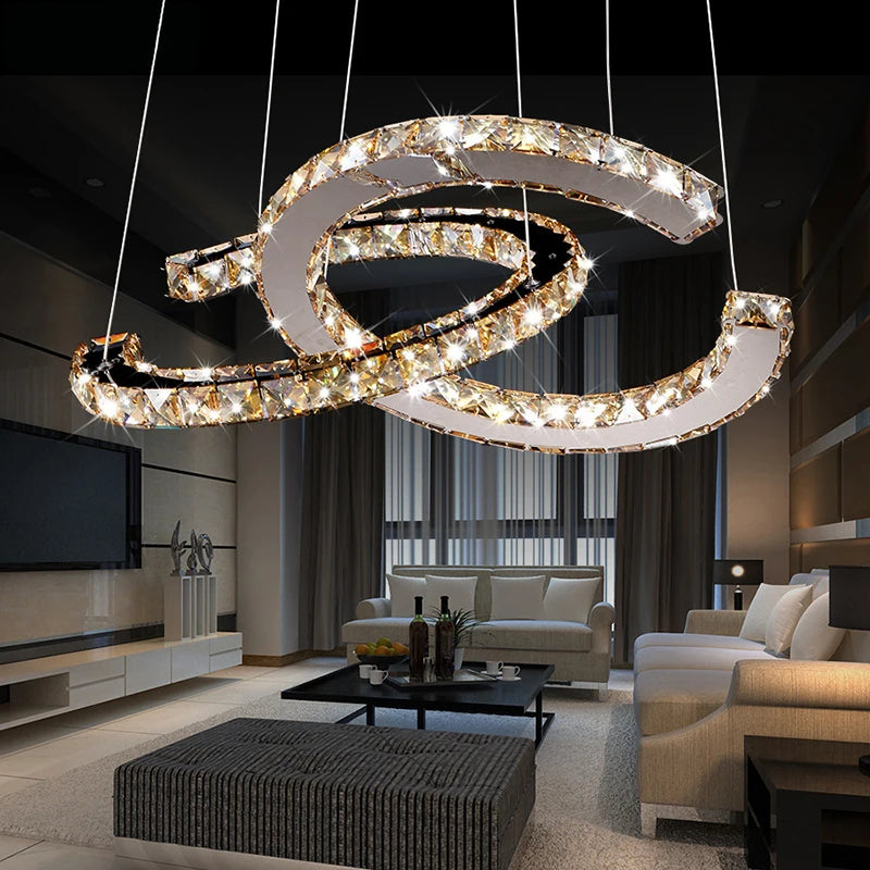 Crystal Chandeliers Luminaria Nordic Pendant Lamp Decorative LED Ceiling Lamps Hanging Light Fixture for Dining Room Bedroom