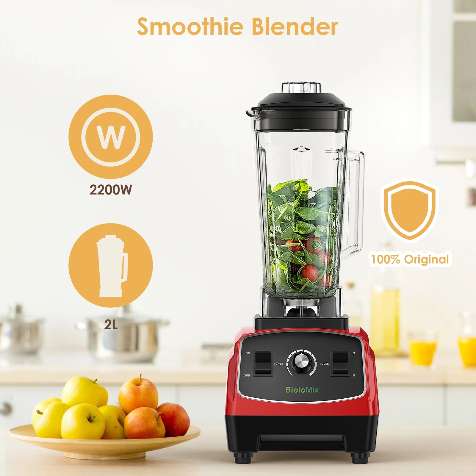 2200W 2L BPA FREE Commercial Grade Home Professional Smoothies Power Blender Food Mixer Juicer Food Fruit Processor