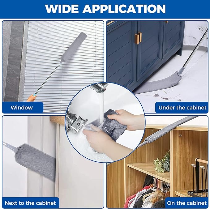 Retractable gap dust cleaner with microfiber cloth covers