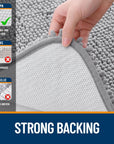 Grey chenille bathroom rug with rubber backing