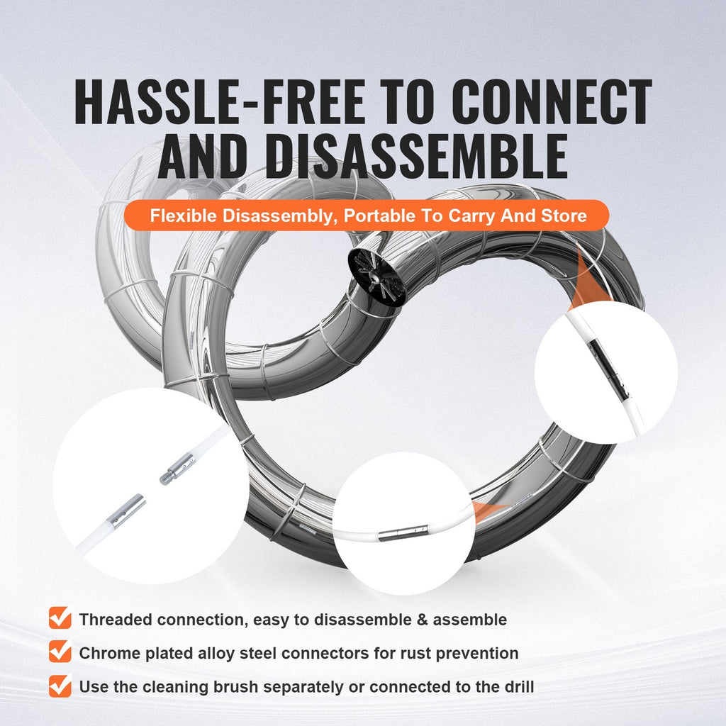 VEVOR 40 FEET Dryer Vent Cleaner Kit, 29 Pieces Duct Cleaning Brush, Reinforced Nylon Dryer Vent Brush, Dryer Cleaning Tools Lint Remover With Flexible Lint Trap Brush, Clamp Connectors