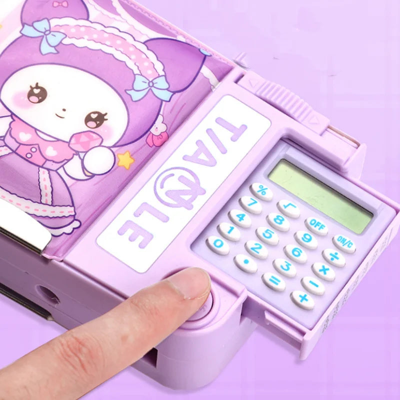 Creative Multi-Functional Stationery Box with Calculator New Internet Famous Pen Case Large Capacity Simple Bag Storage