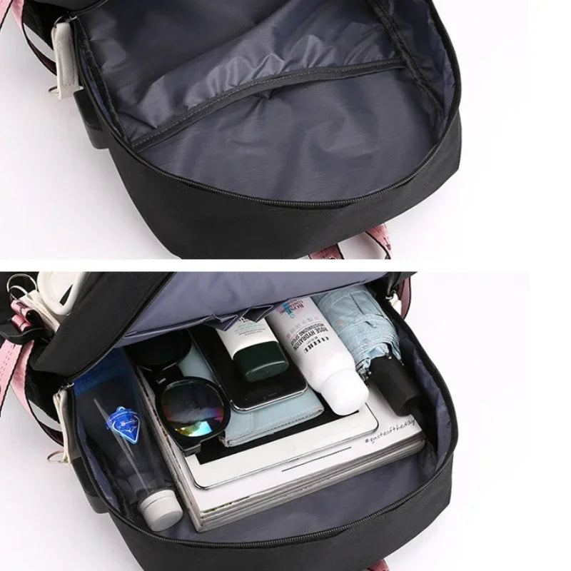 Korean Style High School Backpack for Teenage Girl Fashion Black White Student Girls Backpack Schoolbag Cute Book Bag