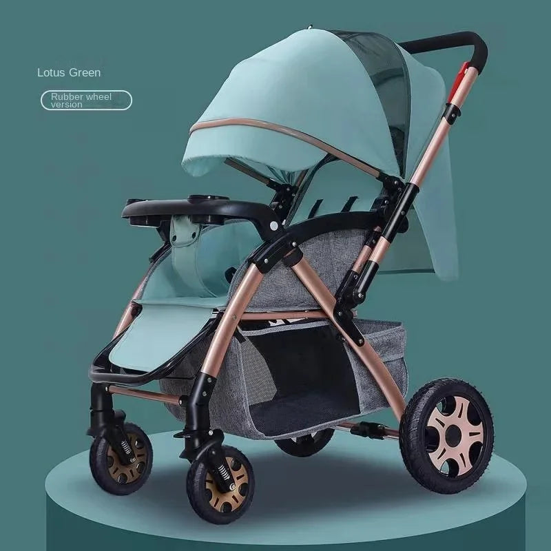 Baby Stroller Lightweight Foldable High Landscape Travel Stroller Newborn Baby Two-Way Seat Four Wheel Baby Stroller 3 in 1