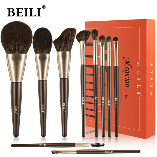 Baili 10pcs Rose Gold Tube Synthetic Hair Vegan Luxury Makeup Brush Set Contour Blush Brush Set