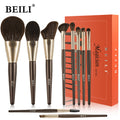 Baili 10pcs Rose Gold Tube Synthetic Hair Vegan Luxury Makeup Brush Set Contour Blush Brush Set