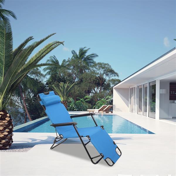Portable Folding Dual-use Extended Version Lounge Chair Blue