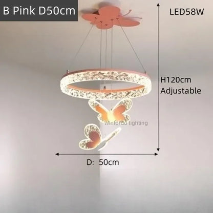 New Modern LED Chandelier Dimming Butterfly Style Lights Living Dining Room Baby Bedroom Hall Bar Pendant Lamps Indoor Lighting