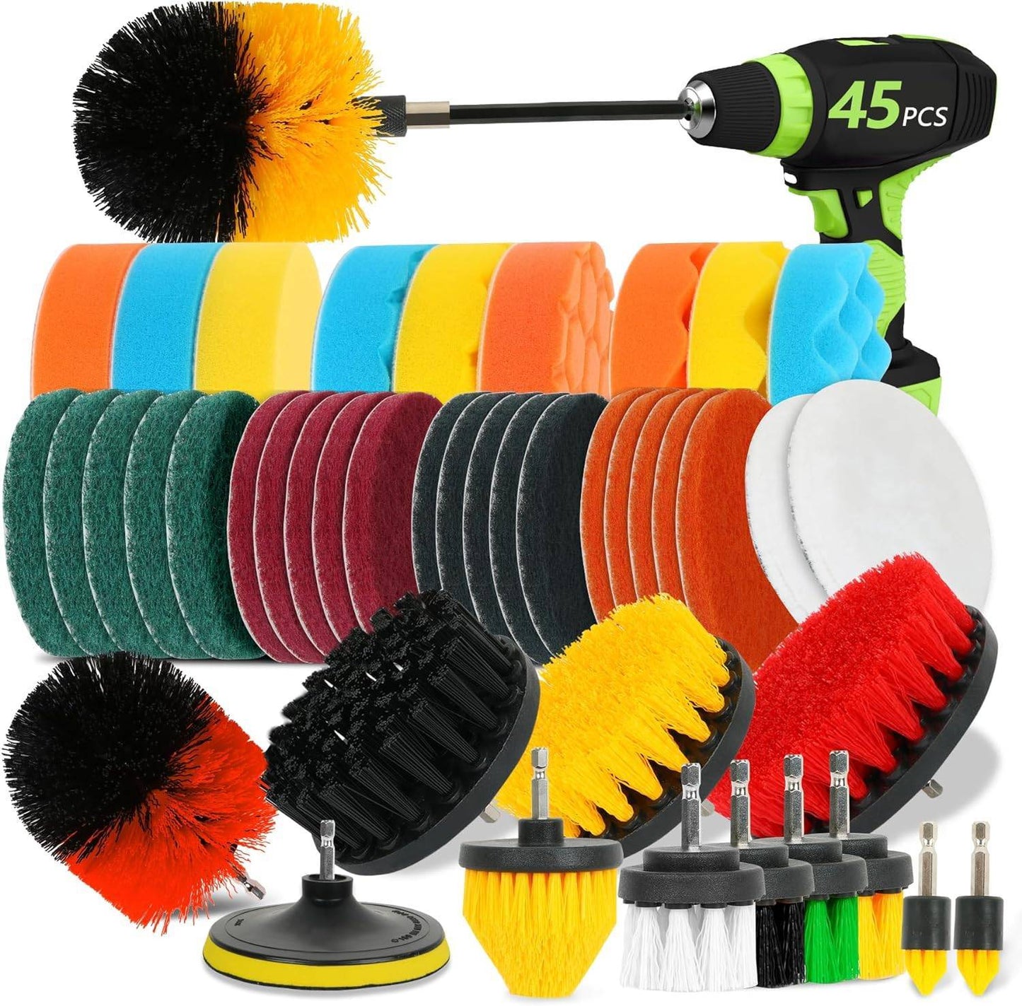 Clean 45-Piece Drill Brush Set Drill Not Include