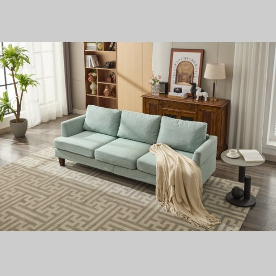 Fabric 3 Seater Couch With 2 USB, Comfortable Sectional Couches And Sofas For Living Room Bedroom Office Small Space, Easy Assembly & Comfy Cushion,Light Green
