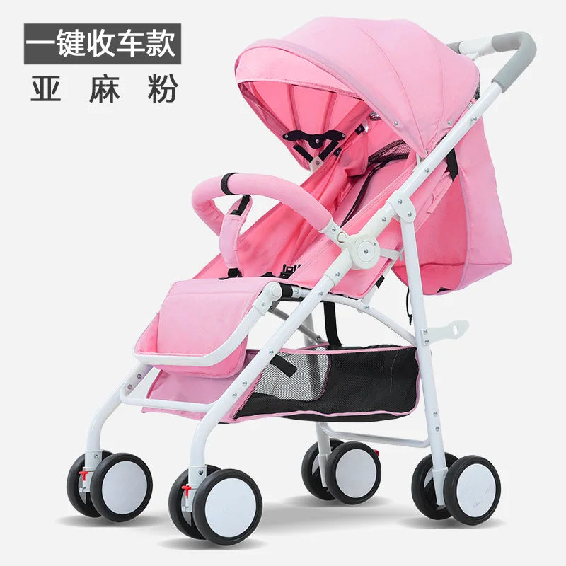 Baby Stroller Can Sit and Lie Down, Lightweight and Foldable Newborn Children'S Umbrella Cart, Baby Four-Wheel Shock Absorber Ba