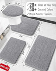 Grey chenille bathroom rug with rubber backing