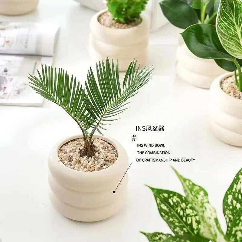 Simple Ceramic Flowerpot Office Desktop Green Plant Flowerpot Wind Silver Small Vase Flower Arrangement Decor Desktop Ornament