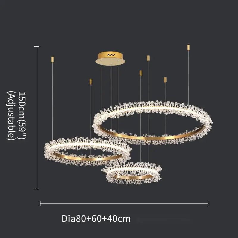 Luxury Crystal Gold Ring Led Chandelier Living Room Dining Room Bedroom Design Ring Chandelier Home Decoration Crystal Lamp