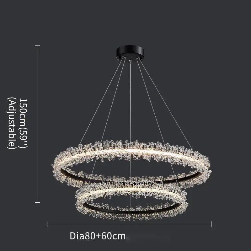 Luxury Crystal Gold Ring Led Chandelier Living Room Dining Room Bedroom Design Ring Chandelier Home Decoration Crystal Lamp