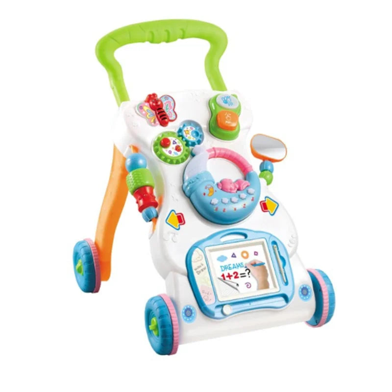 Infant Children Walker Trolley Music Walker Adjustable Speed Anti-Rollover Baby Learn to Walk Stroller Toys