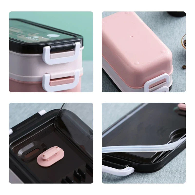 304 Stainless Steel Lunch Box Bento Box for School Kids Office Worker 2Layers Microwae Heating Lunch Container Food Storage Box