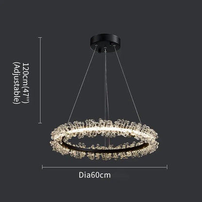 Luxury Crystal Gold Ring Led Chandelier Living Room Dining Room Bedroom Design Ring Chandelier Home Decoration Crystal Lamp