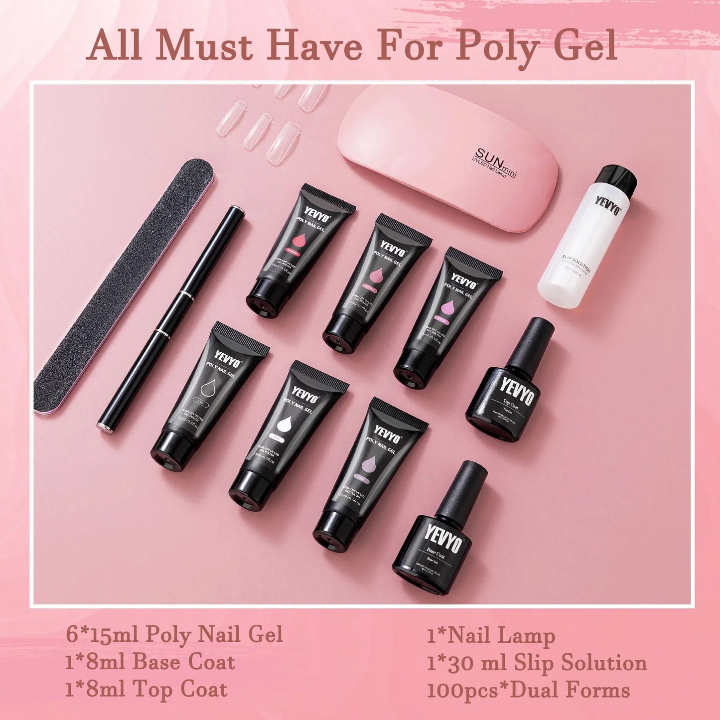Poly Gel Nail Kit Poly Nail Gel Kit With UV Lamp For Beginners With Anything With Gel Extension Nail Kit With Slip Solution