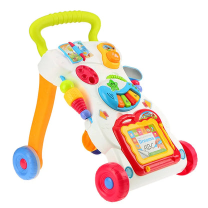 Infant Children Walker Trolley Music Walker Adjustable Speed Anti-Rollover Baby Learn to Walk Stroller Toys