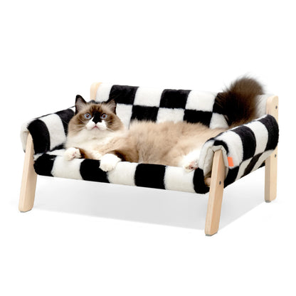 Cat Bed Sofawooden, Sturdy Fluffy Cat Couch Bed Dog Beds for Cats and Small Dogs Pet Furniture Elevated