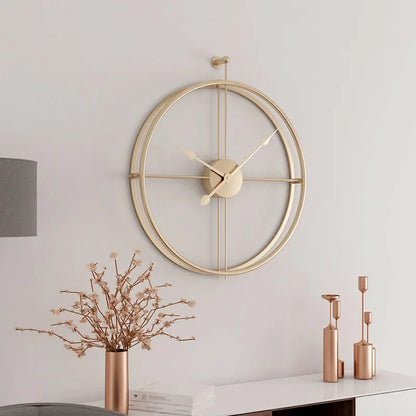 50/60Cm Metal Wall Clock Large Size 3D Nordic round Wall Watch Walnut Pionter Modern Style Clock Home Decoration for Living Room