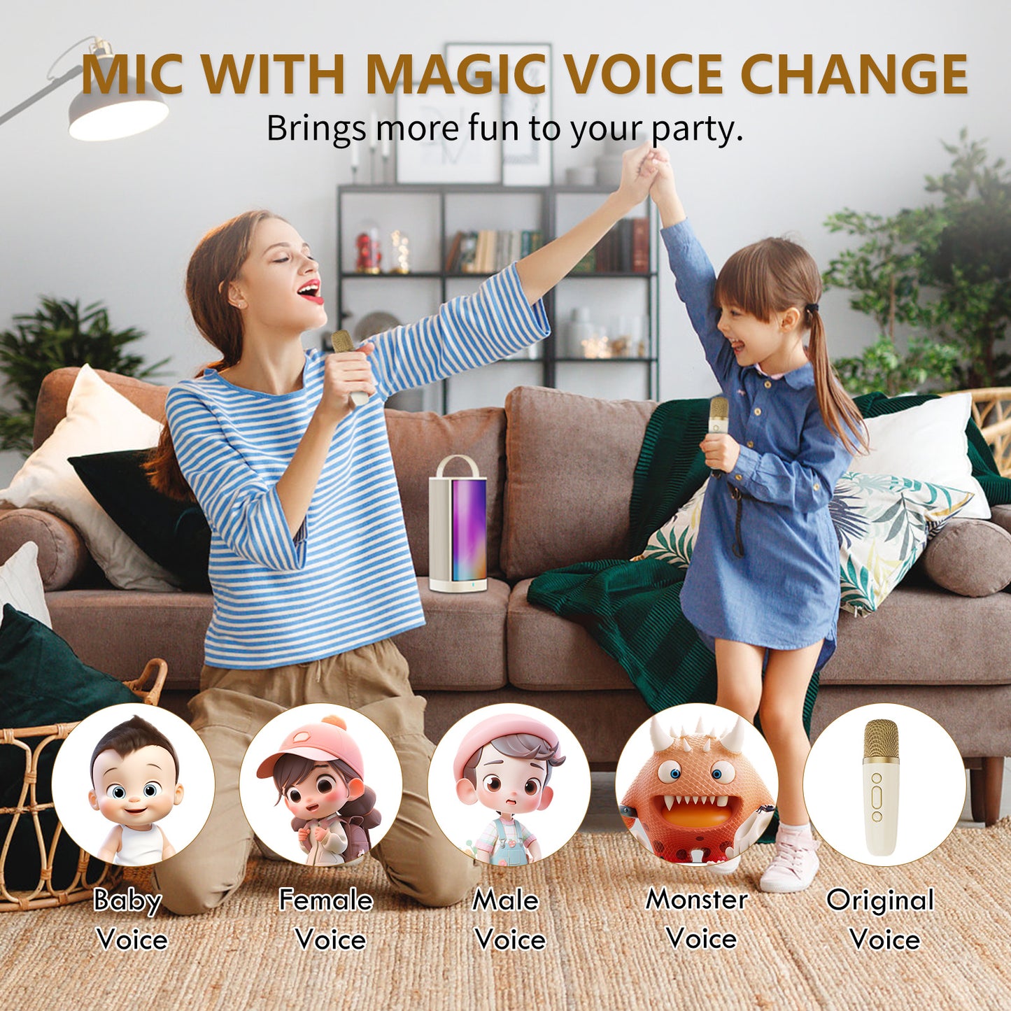 JYX D31-T Karaoke Machine With 2 Wireless Microphones For Adults And Kids