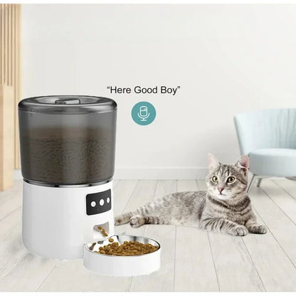 4L Automatic Cat Feeder Pet Smart Cat Food Kibble Dispenser Timer Stainless Steel Bowl Auto Feeder for Cats Dog Accessories