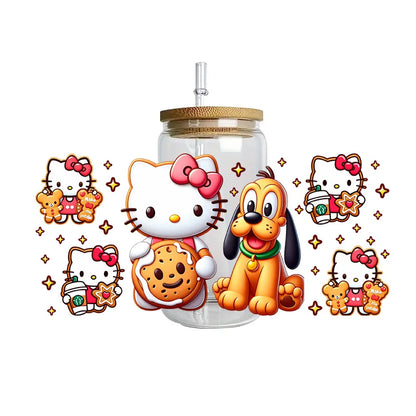 Miniso Hello Kitty Easy peel waterproof DIY Decals 3D transfers uvdtf crystal stickers 16oz uv dtf tumbler cup wraps sticker