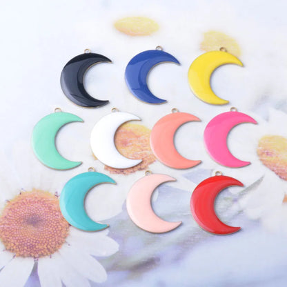 20pcs Enamel Moon Charms Copper oil dripping Ear Pendant DIY Jewelry Earring Necklace accessories