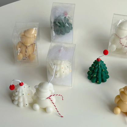 Instagram Christmas Candle Mini Hand-painted Christmas Tree Candle Bear Candle Christmas Gift Holiday Decoration