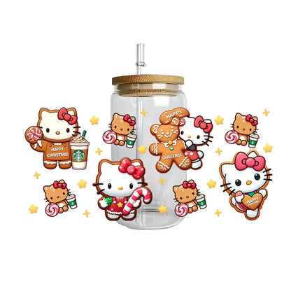 Miniso Hello Kitty Easy peel waterproof DIY Decals 3D transfers uvdtf crystal stickers 16oz uv dtf tumbler cup wraps sticker