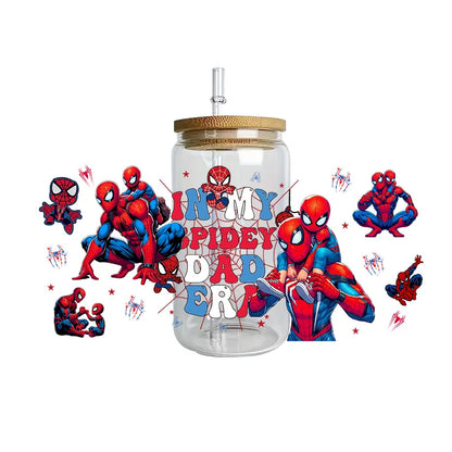 Miniso Spider-Man Easy peel waterproof DIY Decals 3D transfers uvdtf crystal stickers 16oz uv dtf tumbler cup wraps sticker