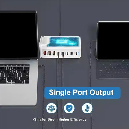 6000W GaN Charger Desktop 8-Port USB Charger Station Quick Charge 3.0 Type C PD for iPhone15 14 13 for Laptop Table