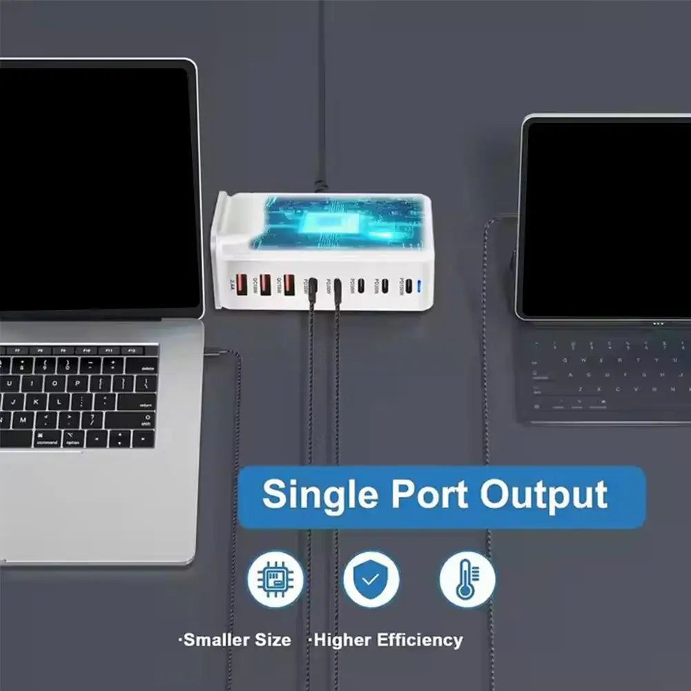 6000W GaN Charger Desktop 8-Port USB Charger Station Quick Charge 3.0 Type C PD for iPhone15 14 13 for Laptop Table