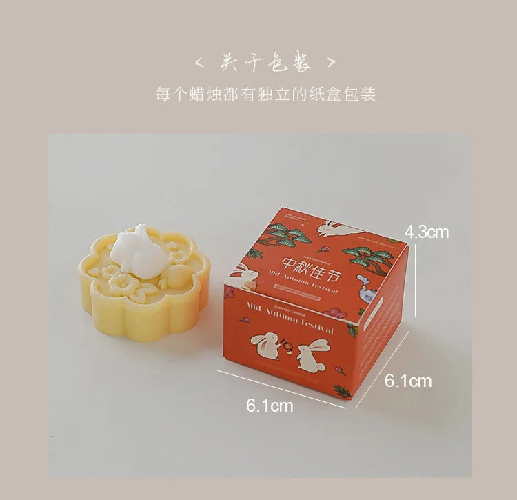 1pc Cute Rabbit Mooncake Osmanthus Scented Candle for Middle Autumn Festival Gift for Relaxation and Celebration Holiday Present