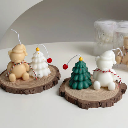 Instagram Christmas Candle Mini Hand-painted Christmas Tree Candle Bear Candle Christmas Gift Holiday Decoration