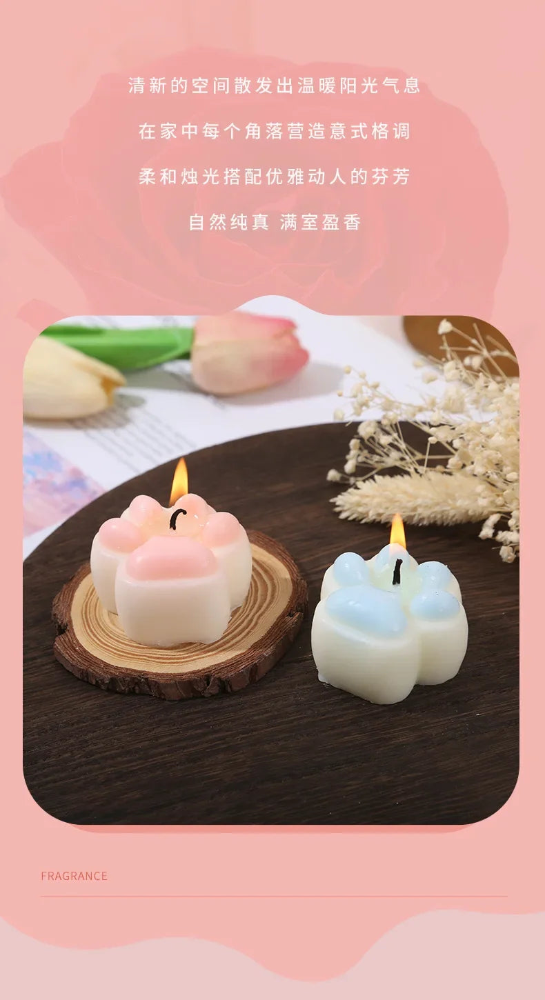 1PC Cute Cat Claw Scented Candle Creative DIY Aromatherapy Birthday Candles Livingroom Bedroom Ornaments Home Decoration