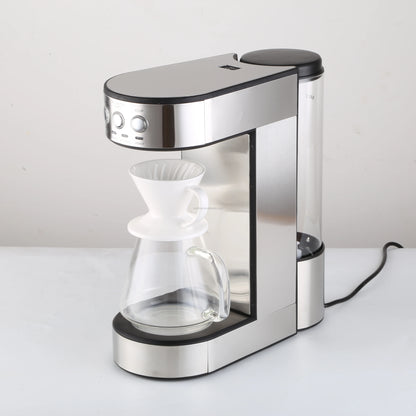 New CRM4106 Drip Coffee Machine - Stainless Steel, One-Click Operation, Classic Design with Filter Cup and Glass